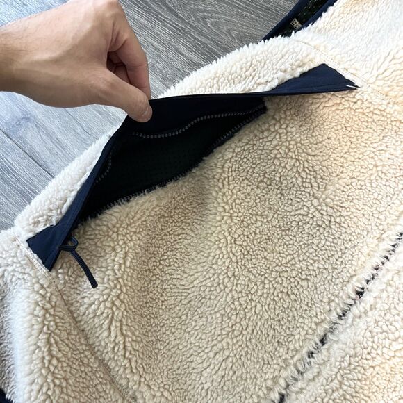 J.Crew Nordic Fleece Vest Men’s XLarge Sherpa Lined Beige Zip Front Outdoor - Picture 10 of 10